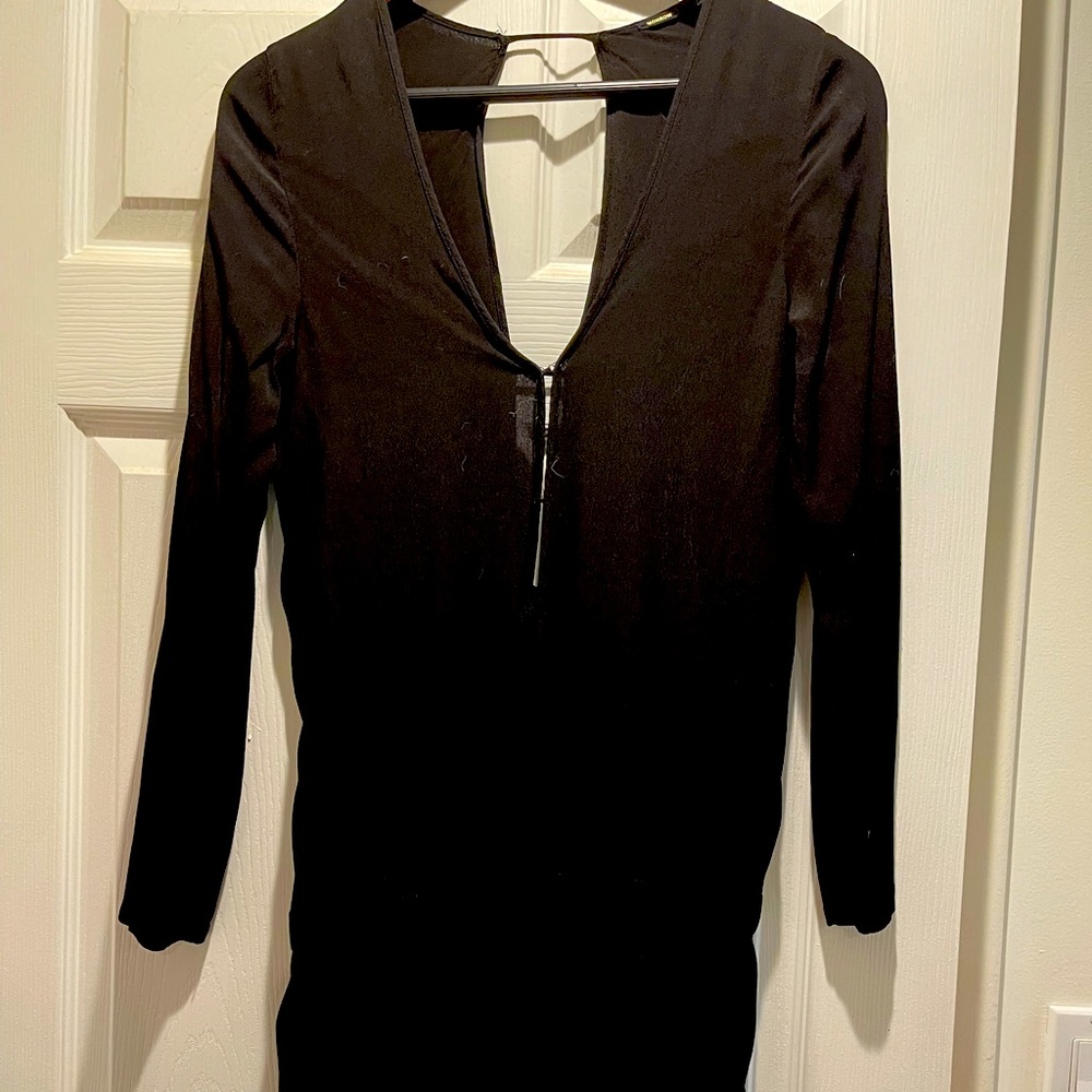 Monrow black three quarter length sleeve romper
